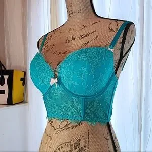 Victoria Secret- NWOT Turquoise Shimmer Lace Brazier, 36D